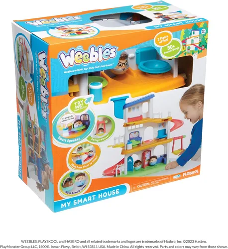 Vista 7 de Playskool Weebles My Smart House - Juguete preescolar Weeble Wobble para niños pequeños, altavoz inteligente con sonidos + canciones, 3 pisos