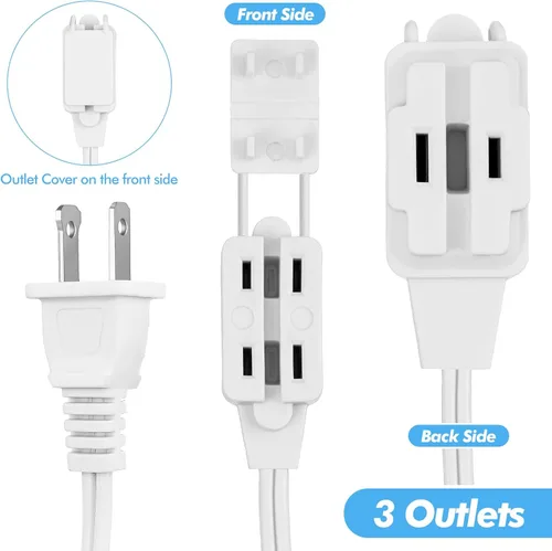 Vista 3 de Xuhal Cable de extensión de interruptor de 2 clavijas de 12 pies y 12 pies, cable de extensión con múltiples tomas de corriente, cable de extensión