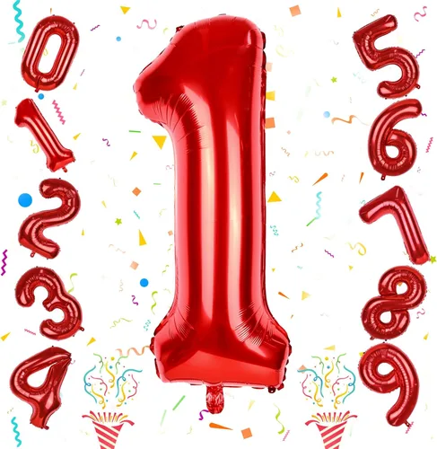 Vista 66 de Globos de Sirena Número 0 de 40 Pulgadas, Juego de Globos de Números Grandes Morado Verde Azulado Arcoíris 0-9, Globos de Números de Papel