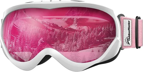 Vista 21 de OutdoorMaster Lentes de esquí para niños y niñas, con protección ultravioleta 100%, compatibles con casco, para nieve