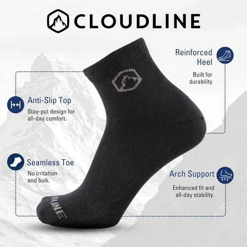 Vista 2 de CloudLine - Merino Wool Socks for Men & Women, Wool Running Socks - Light Cushion, Breathable, Moisture Wicking - Made in USA