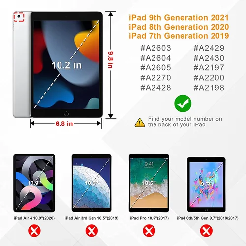Vista 2 de BMOUO Funda para niños para iPad de 9ª/8ª/7ª generación (2021/2020/2019), con protector de pantalla integrado, soporte con mango a prueba de golpes