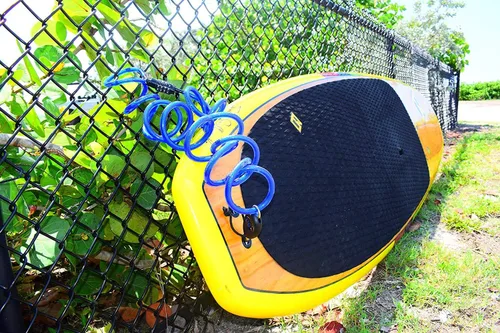 Vista 7 de DocksLocks Sistema completo de seguridad SUP & Surf – Kit antirrobo de grado marino con bloqueo de mandíbulas patentado, bloqueo de cable en espiral