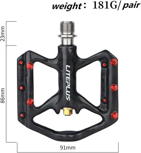 Vista 2 de Pedal de carbono para bicicleta Pedal de bicicleta de carretera de titanio MTB Super Light 3 Rodamientos Pedal antideslizante para Brompton Pedal