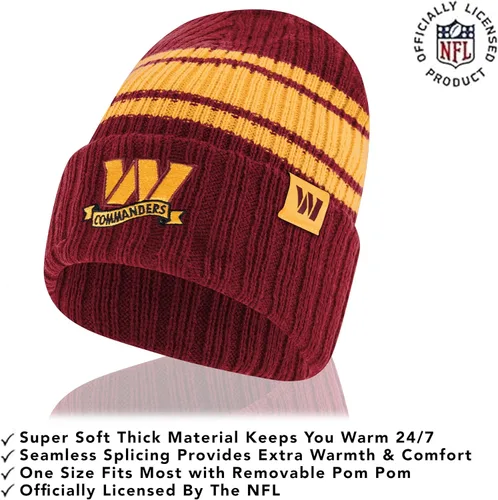 Vista 11 de Ultra Game Adults NFL Official Super Soft Team Stripe Winter Beanie Knit Hat with Extra Warm Touch Screen Gloves