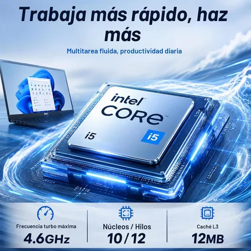 Vista 6 de Dell Portátil con pantalla táctil 15, Intel i5-1334U, 16GB DDR5 RAM, SSD de Pantalla LED antirreflejo FHD de 15.6 pulgadas Gráficos Intel