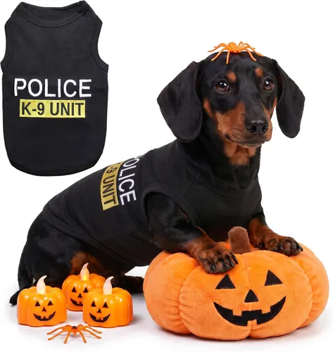 Vista 34 de Camiseta para Perro Parisian Pet - Camiseta Bordada FBI - 100% Algodón, Ropa Transpirable para Perros - Chaleco para Mascotas Sin Mangas - Camisas