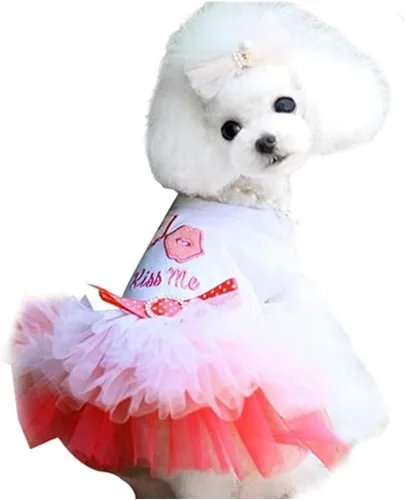 Vista 12 de Vestido de perro arnés para niña, ropa Yorkie para perros pequeños, vestidos para cachorros y niñas, vestido tutú pequeño