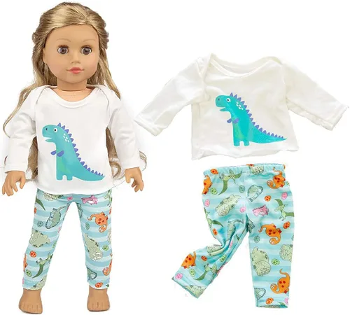 Vista 4 de Ecore Fun Ropa de muñeca americana de 18 pulgadas para niño y niña, pijama para muñecas de 18 pulgadas, regalo de recompensa de cumpleaños, Pijamas 1