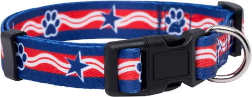 Vista 10 de Native Pup Collar de Perro con Bandera Americana - Rojo, Blanco y Azul - Collares Patrióticos para el 4 de Julio, EE.UU. - Ajustable para Perros