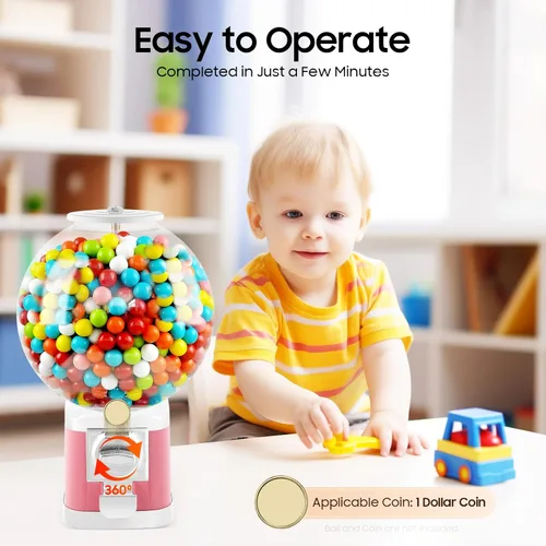 Vista 5 de Máquina expendedora de dispensador de bolas Twister, dispensador de cápsulas de juguete operado con monedas de 1 dólar, máquina expendedora