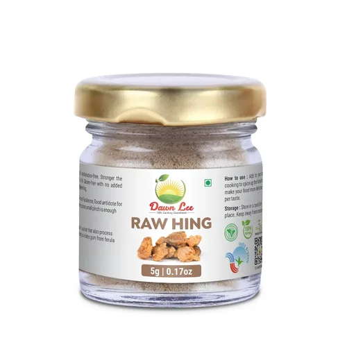 Dawn Lee Pure Raw Hing (Asafoetida) 0.18 oz | Polvo de Asafoetida Premium | Sustituto de ajo y cebolla | Sin gluten, sin sal, vegano | Ayuda
