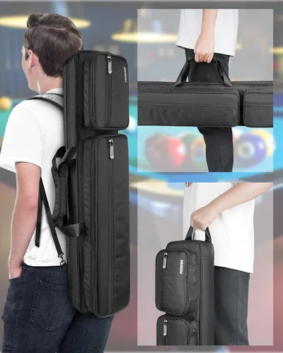 Vista 6 de PEKREWS Estuche para Taco de Billar, Estuche para Taco de Billar 4x5 con Múltiples Bolsillos que Sostiene 4 Culatas y 5 Puntas, Bolsa Acolchada