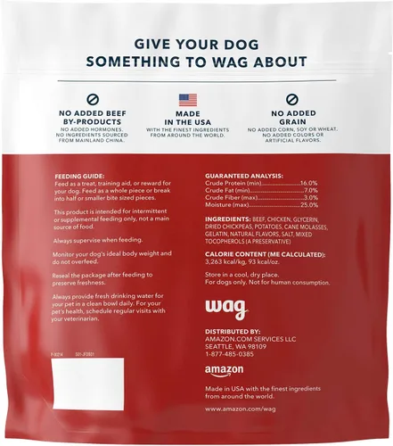 Vista 2 de Marca Yaxa – Wag Soft & Tender American Jerky Premios para Perros – Receta de Carne de Res, 6 Onzas (Paquete de 1)