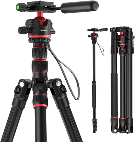 Vista 11 de NEEWER Basics - Trípode para cámara, 71 pulgadas, de aluminio, resistente, portátil, para viajes, DSLR, soporte para teléfono celular con cabeza