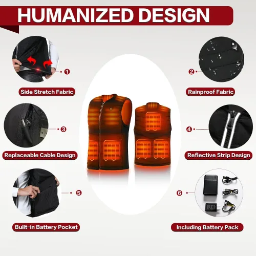 Vista 4 de CPHST Heated Vest for Men Women , USB Electric Heated Jacket With Battery Pack Included ,Lightweight Warm Vest Outdoor