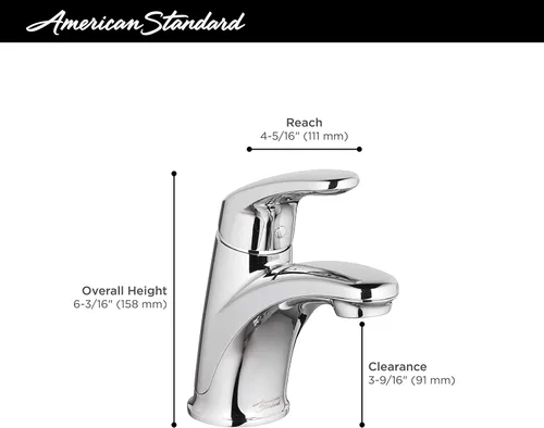 Vista 5 de American Standard 7075100.295 Colony Pro - Grifo de baño de un solo mango con drenaje desplegable de metal, 1.2 GPM, níquel cepillado
