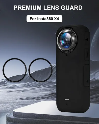 Vista 2 de Funda protectora de lente premium para Insta360 X4, protector de lente de vidrio templado giratorio extraíble para accesorios Insta 360 X4 (1 par)