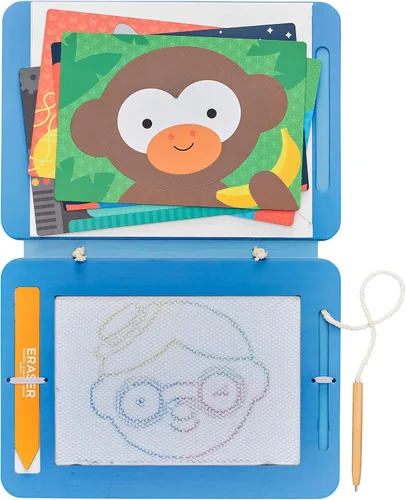 Vista 2 de Petit Collage Funny Faces Magic Sketch Board - Juguete de dibujo reutilizable para niños - Juguetes creativos para mayores de 4 años - Actividad