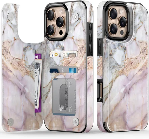 Vista 691 de LETO para iPhone 15 Pro Funda tipo cartera - Tapa tipo folio con patada - Diseños de moda - Tarjetero - Funda protectora para mujeres y niñas - 6.1