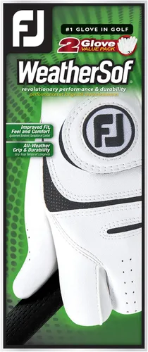 Vista 2 de FootJoy WeatherSof - Paquete de 2 guantes de golf de generación anterior para hombre Nube Blanco/Core Negro/Gris Dos