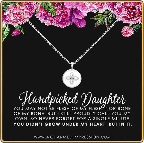 Vista 3 de A Charmed Impression Collar de disco de cristal de loto dorado - Regalo para hija seleccionado a mano