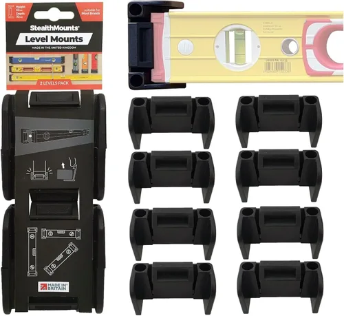 Vista 8 de Soporte universal de nivel StealthMounts negro delgado Clips de almacenamiento de nivel con bloqueo para todas las marcas (paquete de 2)