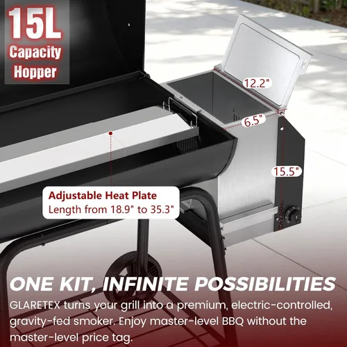 Vista 5 de Gravity Smoker Side Firebox Kit de reequipamiento para Char Criller Carbón Barril Parrilla Parte para Master Forge Chargriller Offset Madera Pellet