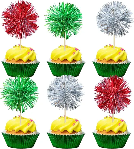 Vista 27 de Gyufise - 30 piezas de fuegos artificiales de papel de aluminio para cupcake, oropel brillante para decoración de pastel, cócteles, cumpleaños, boda