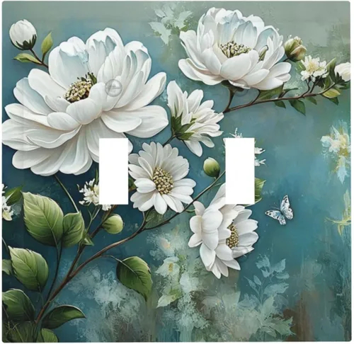 Vista 179 de Placa decorativa para interruptor de luz, medusas, tortugas marinas, fantasía, océano, 2 bandas, 1 palanca, 1 placa de pared dúplex, cubiertas