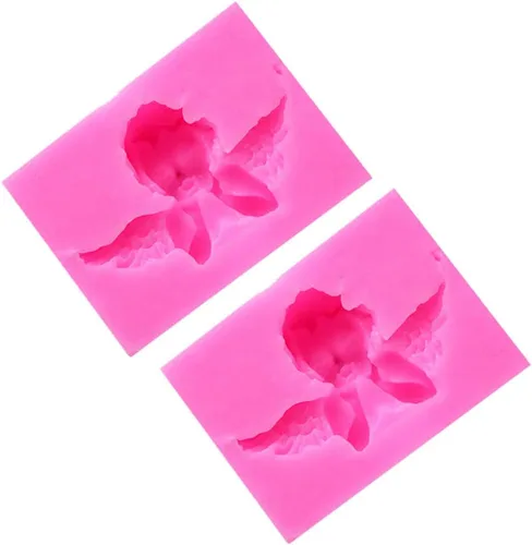 Vista 4 de Paquete de 2 moldes de decoración de pasteles 3D con forma de ángel encantador molde de fondant molde de decoración de chocolate para bricolaje