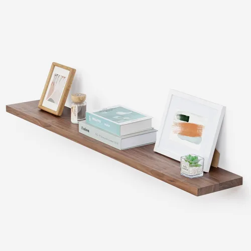 Vista 14 de Axeman 20 inch Solid Black Walnut Floating Shelves for Wall, 6.7" Deep Real Wood Shelves for Home Decor, Wall Mounted Heavy Duty Bracket Shelf