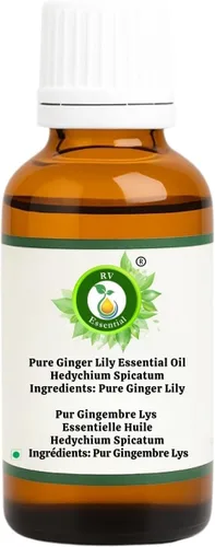 Vista 2 de R V Essential Aceite esencial de lirio de jengibre puro, 1.01 onzas líquidas, Hedychium Spicatum (grado terapéutico 100% puro y natural)