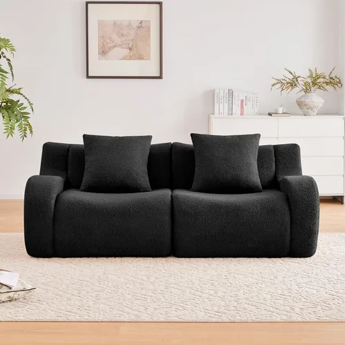 Vista 3 de Sofás de peluche sin hueso para sala de estar, juego de sofá modular negro con asiento profundo, sofá de gran tamaño, sofás para sala, cómodos sofás