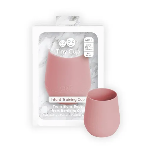 ezpz Tiny Cup (Blush) – Taza de entrenamiento de 100% silicona para bebés – 4 meses en adelante – Diseñada por un especialista en alimentación