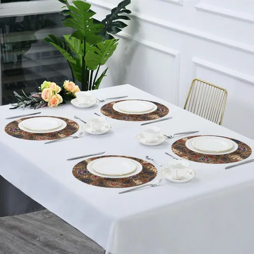 Vista 7 de Cowboy New Year Place mat Round placemats for Dining Table Set of 4 15x15 in manteles redondos para mesa
