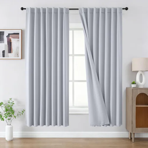 Vista 92 de CUCRAF - Juego de 2 paneles de cortinas opacas de 54 pulgadas, cortina con bolsillo para varilla y pestaña trasera, cortinas oscuras con aislamiento