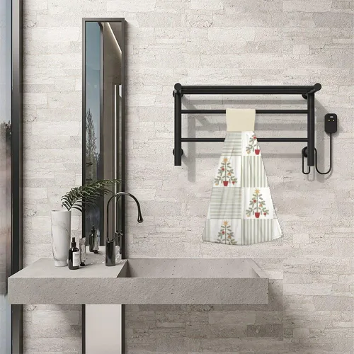 Vista 4 de Retro Christmas Tree Fast Drying Kitchen Hand Towels with Hanging Loop, Soft Kitchen Decor Hanging Quick Dry Hand Towel Absorbent Coral Fleece Tie