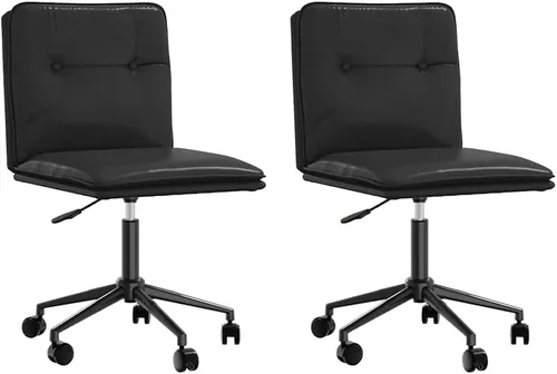 Vista 2 de Modern Dining Chair Set of 2, Black Faux Leather, Plywood, Metal, Adjustable Height for Kitchen Dining Room
