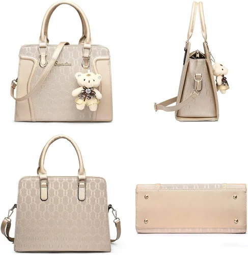 Vista 2 de Soperwillton Bolsos de mano de moda para mujer, bolsa de hombro, asa superior, bolsa de mano, juego de 4 piezas
