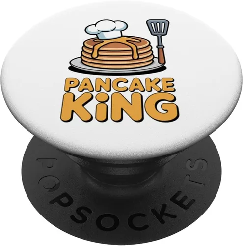 Vista 8 de Pancake King Funny Breakfast Lover Chef Cooking Men Women PopSockets PopWallet for MagSafe