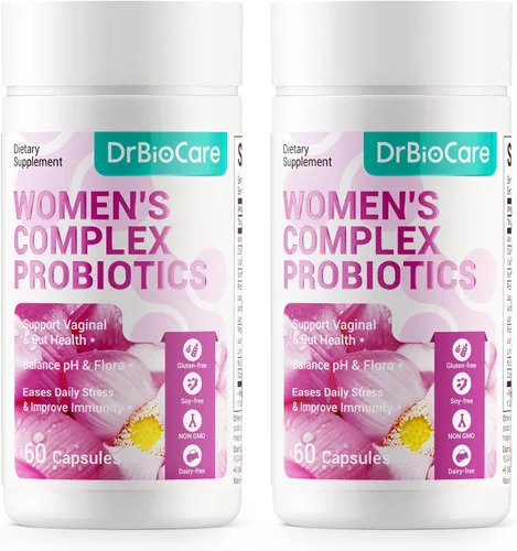 Vista 9 de Probióticos complejos para mujeres, probióticos vaginales para la salud vaginal, extracto de ashwagandha, concentrado de arándano, extracto de hoja