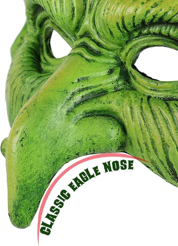 Vista 5 de Máscara de bruja vieja para mascarada, duende de espuma de media cara, máscara de hechicera de nariz de águila para disfraz de cosplay