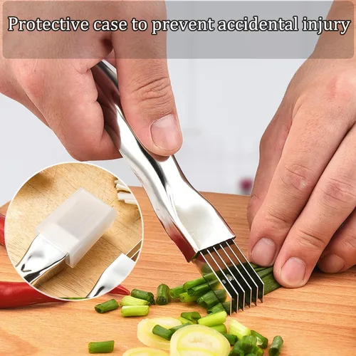 Vista 5 de PCTC Cuchillo de Acero Inoxidable para Cebolla Verde Picada, Utensilio de Cocina para Cortar Verduras y Cebolla, Cuchillo Afilado para Cortar