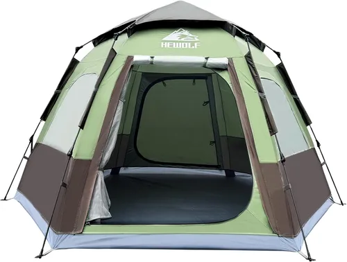 Vista 12 de Hewolf 2/3/4 Person Camping Tent - Instant Pop Up Waterproof 2 Doors Tent with Easy Setup 3-Season Hexagonal Dome Design for Family, Hiking &