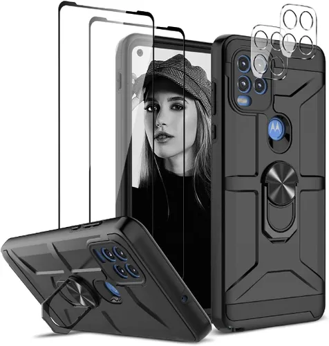 Vista 25 de Jeylly para Moto G Stylus 5G 2021 Funda con [2 Pack] Protector de Pantalla de Vidrio Templado, Protección Grado Militar Anti-Arañazos, Funda A