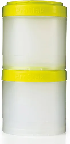 Vista 14 de BlenderBottle ProStak frascos de almacenamiento Twist n' Lock de expansión 2 paquetes con bandeja para pastillas, todo negro