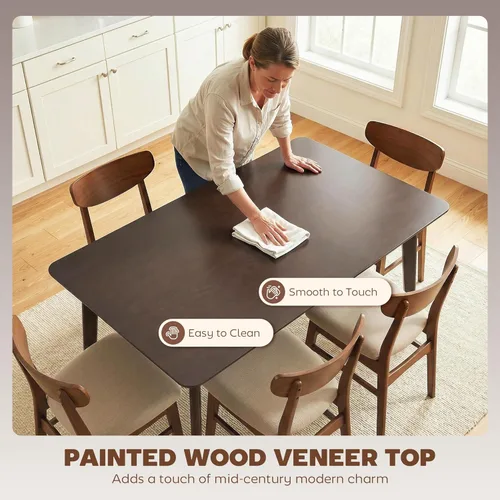 Vista 6 de HOMCOM Mesa de comedor moderna de mediados de siglo de 47 pulgadas para 4, mesa de cocina rectangular con acabado de grano de madera, patas cónicas