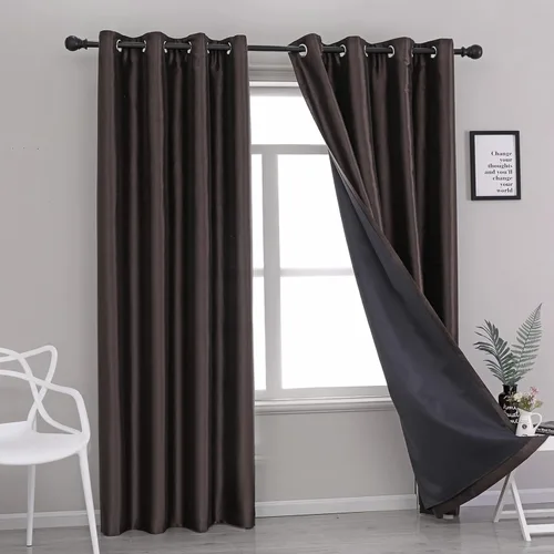 Vista 49 de GYROHOME Cortinas opacas de seda sintética con forro negro, cortinas sólidas para tratamiento de ventanas para dormitorio, sala de estar