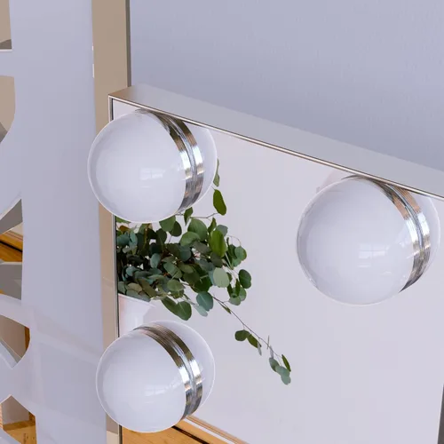 Vista 8 de ANYHI Espejo de tocador con luz, espejo de maquillaje grande Hollywood iluminado, 14 bombillas LED regulables, control táctil inteligente, montaje